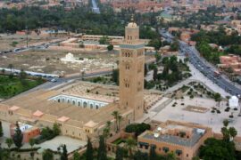 Aerial view taken 29 September 2001 over Marrakech of the Koutoubia mosque. AFP PHOTO ABDELHAK SENNA / AFP PHOTO / ABDELHAK SENNA